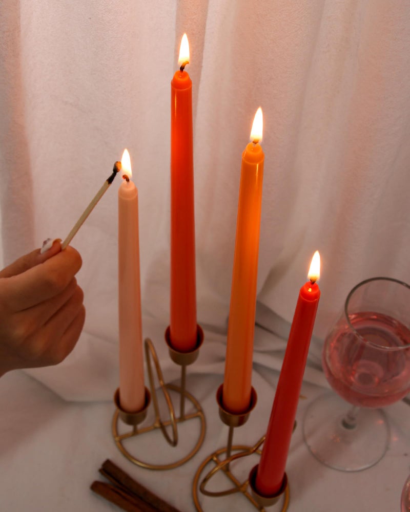 Viyffo 12 Inch Orange Taper Candles Set of 4 Unscented Smokeless Long Tall Tapered Candles for Candlesticks Sticks Wedding Home Decor Dinner - Image 4